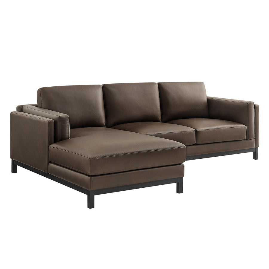 Fern Left-Facing Vegan Leather Sectional Sofa with Chaise in Espresso