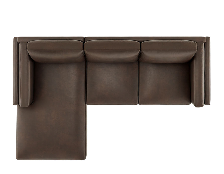 Fern Left-Facing Vegan Leather Sectional Sofa with Chaise in Espresso
