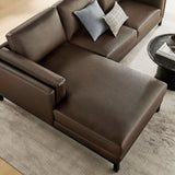 Fern Left-Facing Vegan Leather Sectional Sofa with Chaise in Espresso