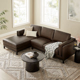 Fern Left-Facing Vegan Leather Sectional Sofa with Chaise in Espresso