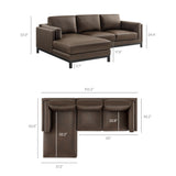 Fern Left-Facing Vegan Leather Sectional Sofa with Chaise in Espresso