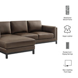 Fern Left-Facing Vegan Leather Sectional Sofa with Chaise in Espresso