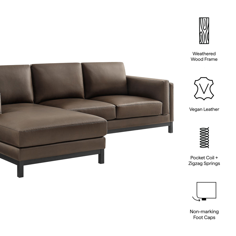 Fern Left-Facing Vegan Leather Sectional Sofa with Chaise in Espresso