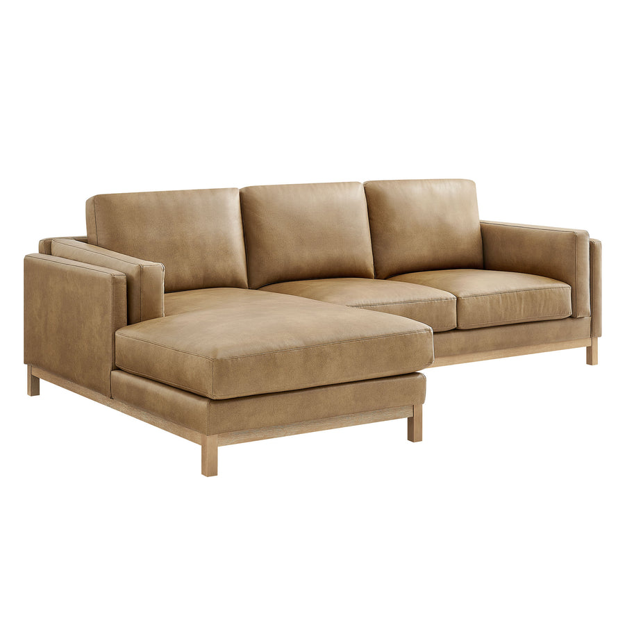 Fern Left-Facing Vegan Leather Sectional Sofa with Chaise in Toast