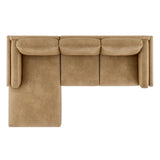 Fern Left-Facing Vegan Leather Sectional Sofa with Chaise in Toast