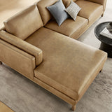 Fern Left-Facing Vegan Leather Sectional Sofa with Chaise in Toast