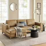 Fern Left-Facing Vegan Leather Sectional Sofa with Chaise in Toast