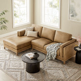 Fern Left-Facing Vegan Leather Sectional Sofa with Chaise in Toast