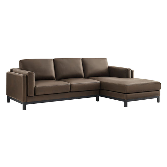 Roscoe Right-Facing Vegan Leather Sectional Sofa with Chaise by Furniture for America