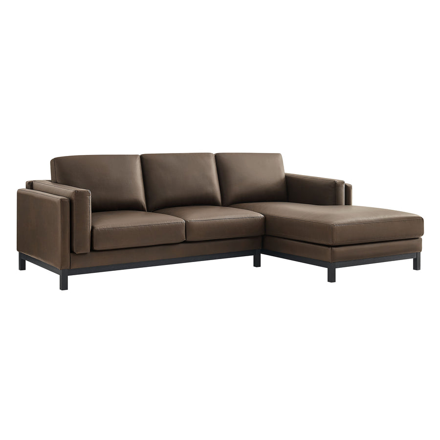 Fern Right-Facing Vegan Leather Sectional Sofa with Chaise in Espresso