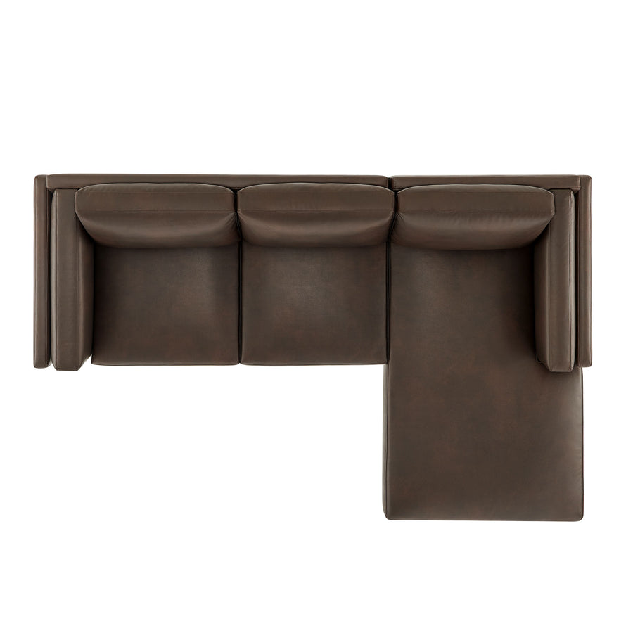 Fern Right-Facing Vegan Leather Sectional Sofa with Chaise in Espresso