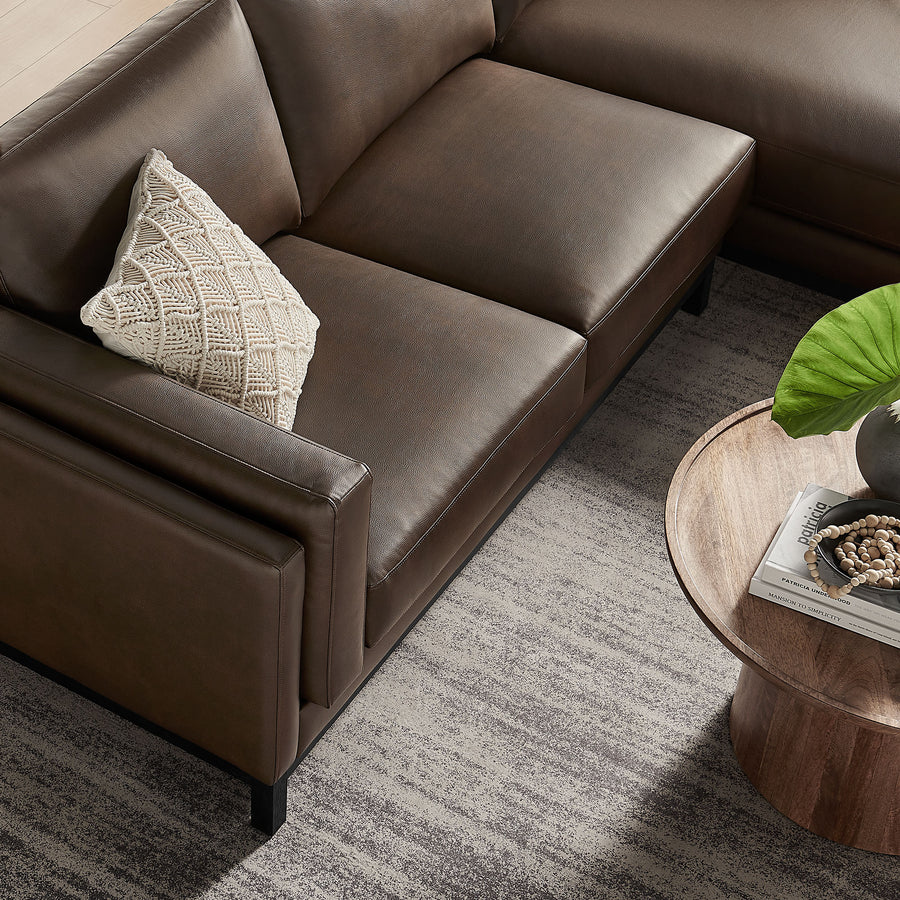 Fern Right-Facing Vegan Leather Sectional Sofa with Chaise in Espresso