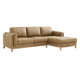 Fern Right-Facing Vegan Leather Sectional Sofa with Chaise in Toast