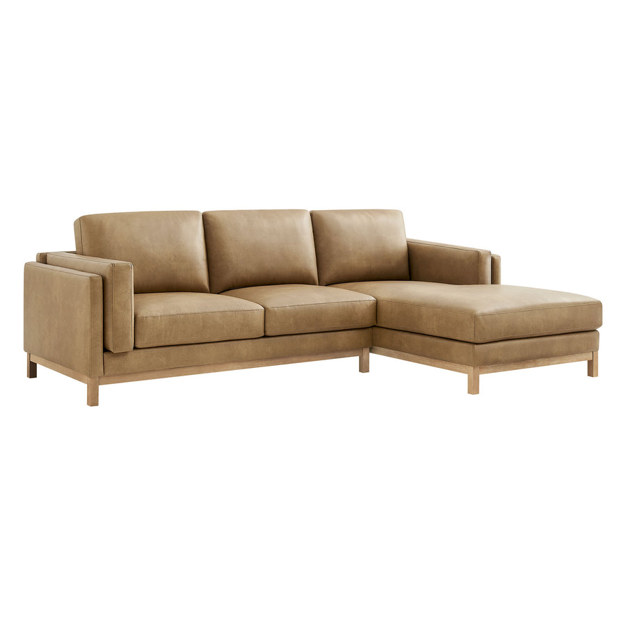 Fern Right-Facing Vegan Leather Sectional Sofa with Chaise in Toast