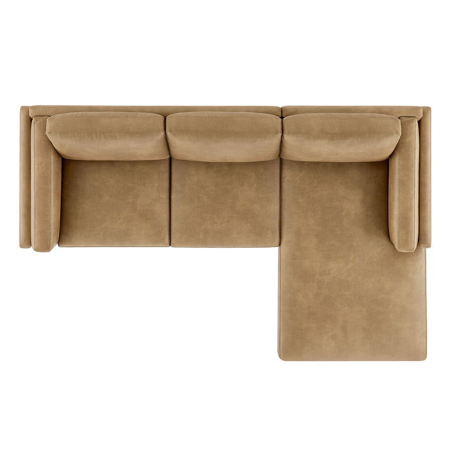 Fern Right-Facing Vegan Leather Sectional Sofa with Chaise in Toast