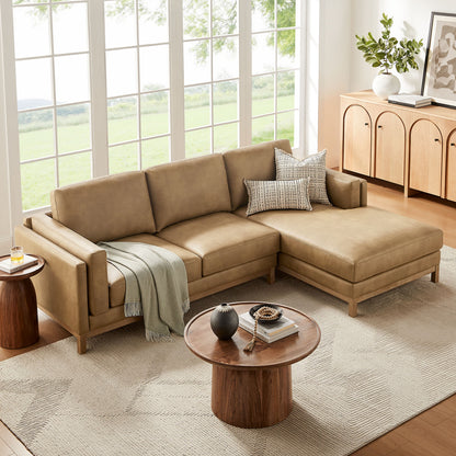 Roscoe Right-Facing Vegan Leather Sectional Sofa with Chaise by Furniture for America