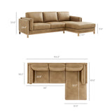 Fern Right-Facing Vegan Leather Sectional Sofa with Chaise in Toast