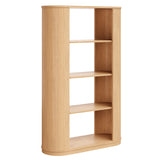 Alcove 74 Inch Curved 4 Tier Bookshelf in Natural