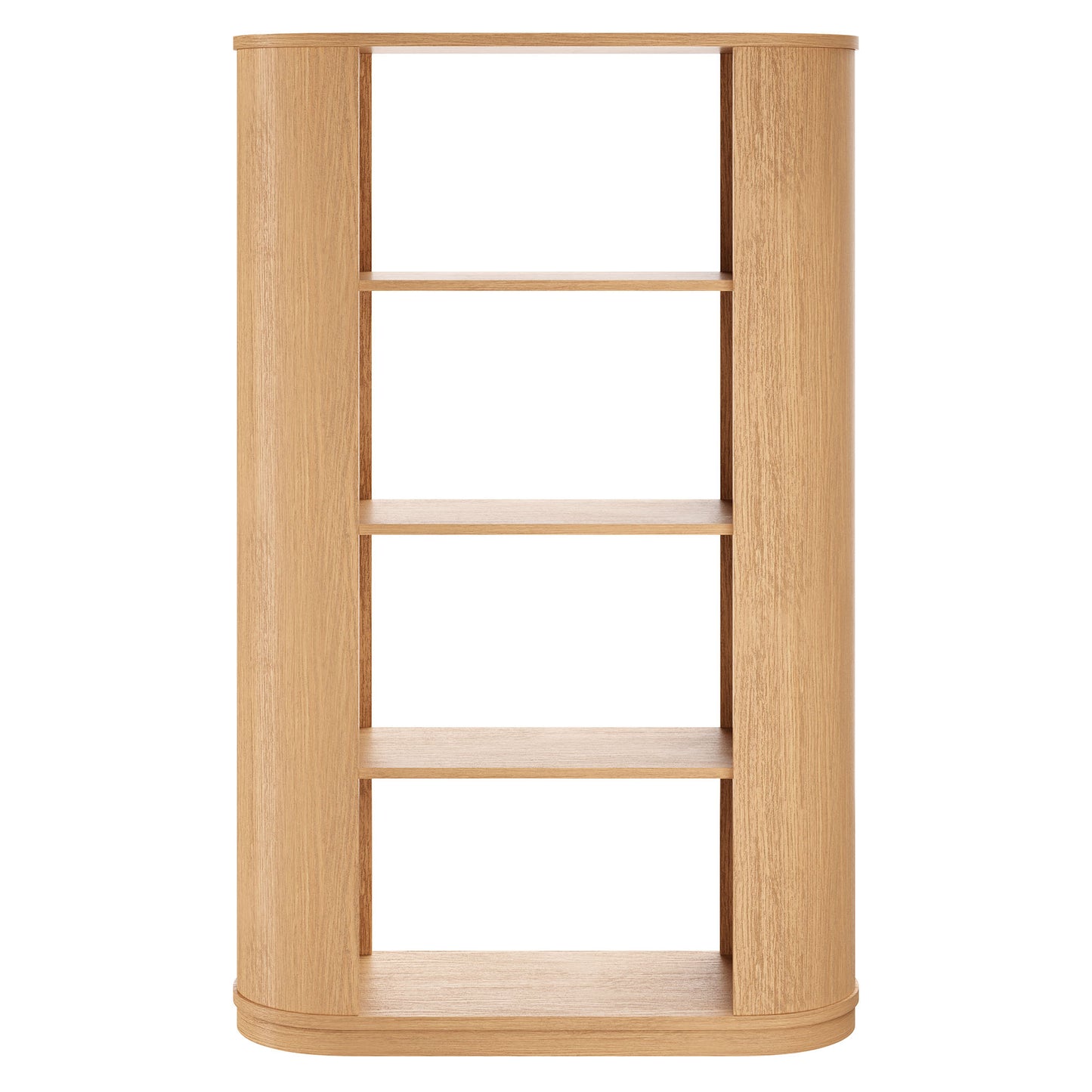 Alcove 74 Inch Curved 4 Tier Bookshelf in Natural