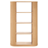 Alcove 74 Inch Curved 4 Tier Bookshelf in Natural
