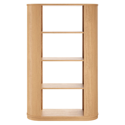 Aspect 74 Inch Curved 4 Tier Bookshelf in Natural