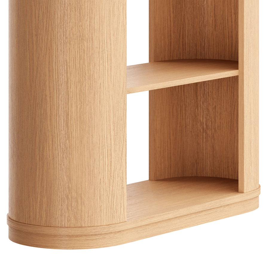 Alcove 74 Inch Curved 4 Tier Bookshelf in Natural