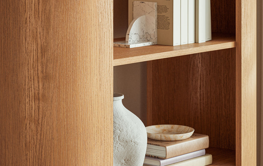 Alcove 74 Inch Curved 4 Tier Bookshelf in Natural