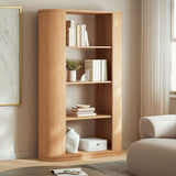Alcove 74 Inch Curved 4 Tier Bookshelf in Natural