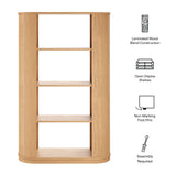 Alcove 74 Inch Curved 4 Tier Bookshelf in Natural