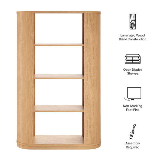Aspect 74 Inch Curved 4 Tier Bookshelf by Furniture For America
