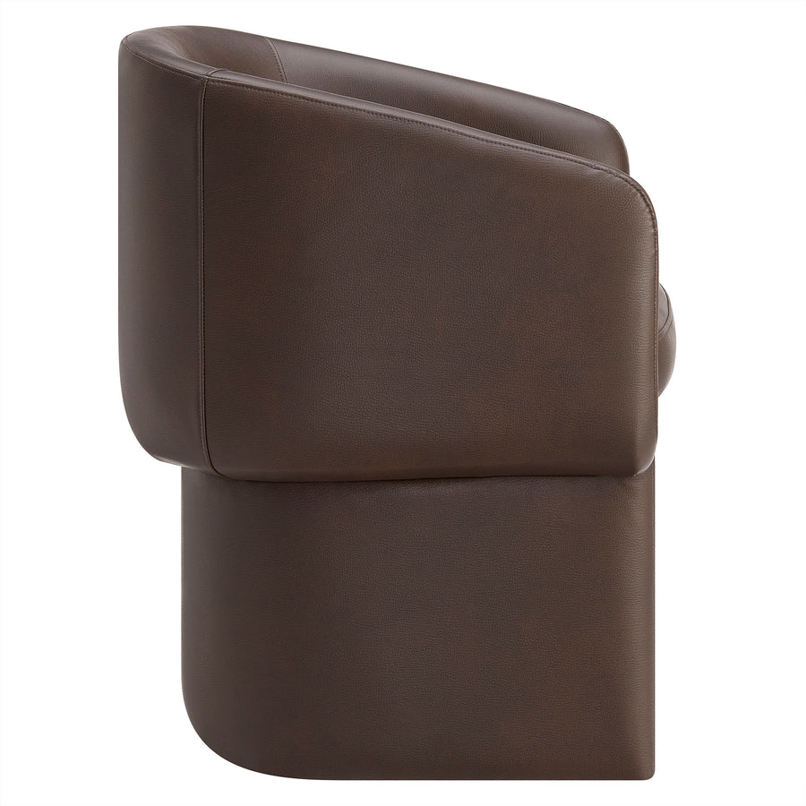 Halle Barrel Back Vegan Leather Dining Chair in Espresso