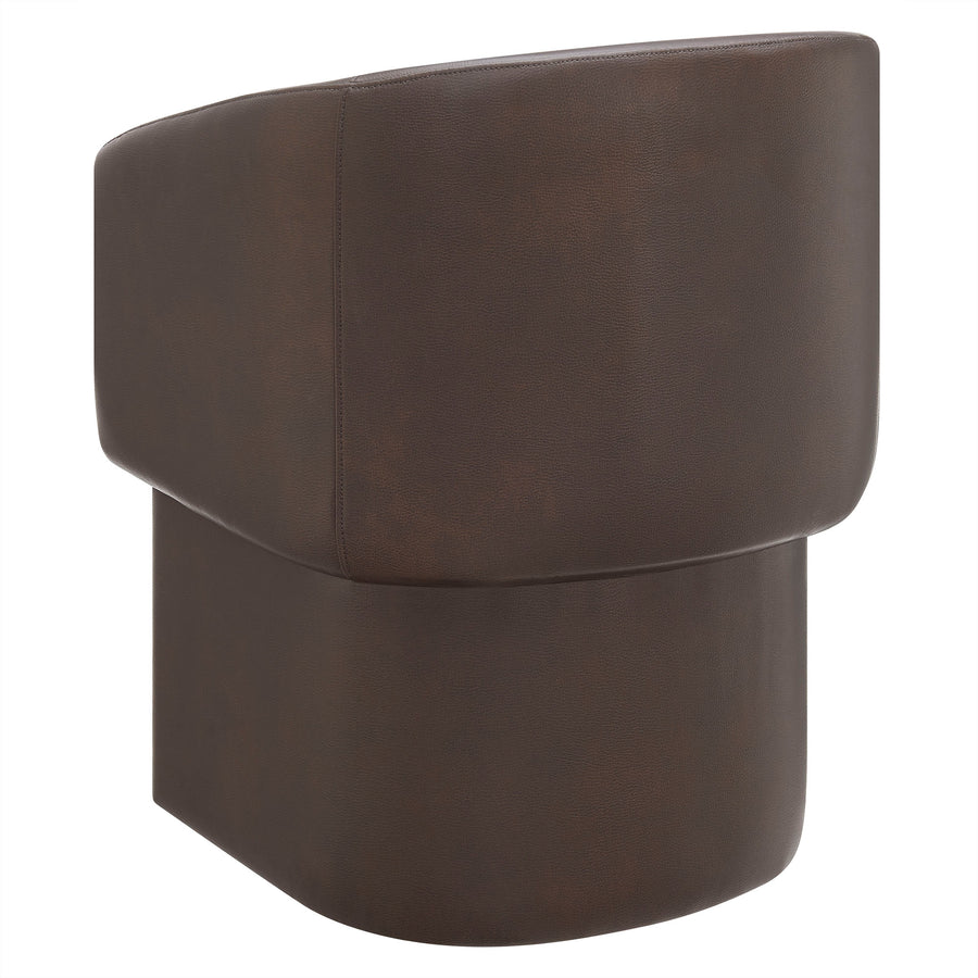 Halle Barrel Back Vegan Leather Dining Chair in Espresso