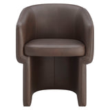Halle Barrel Back Vegan Leather Dining Chair in Espresso