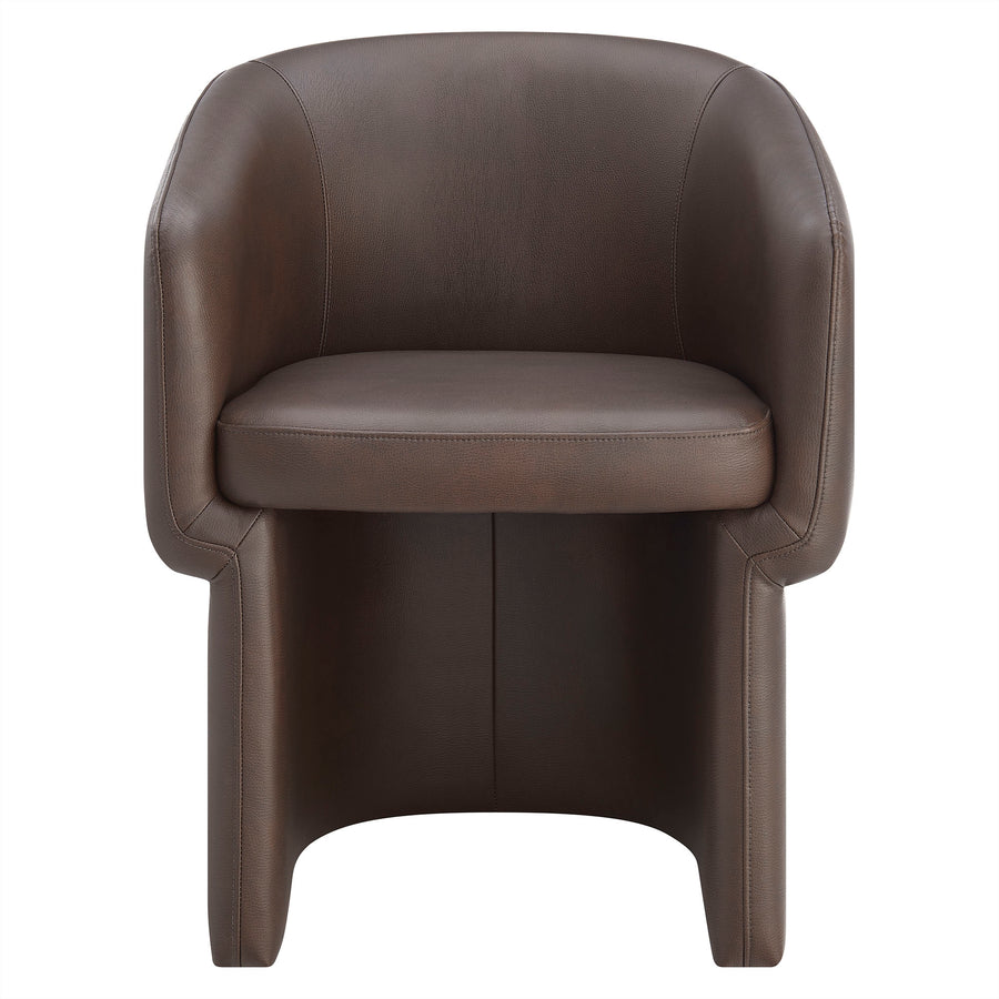 Halle Barrel Back Vegan Leather Dining Chair in Espresso