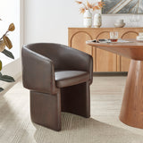 Halle Barrel Back Vegan Leather Dining Chair in Espresso