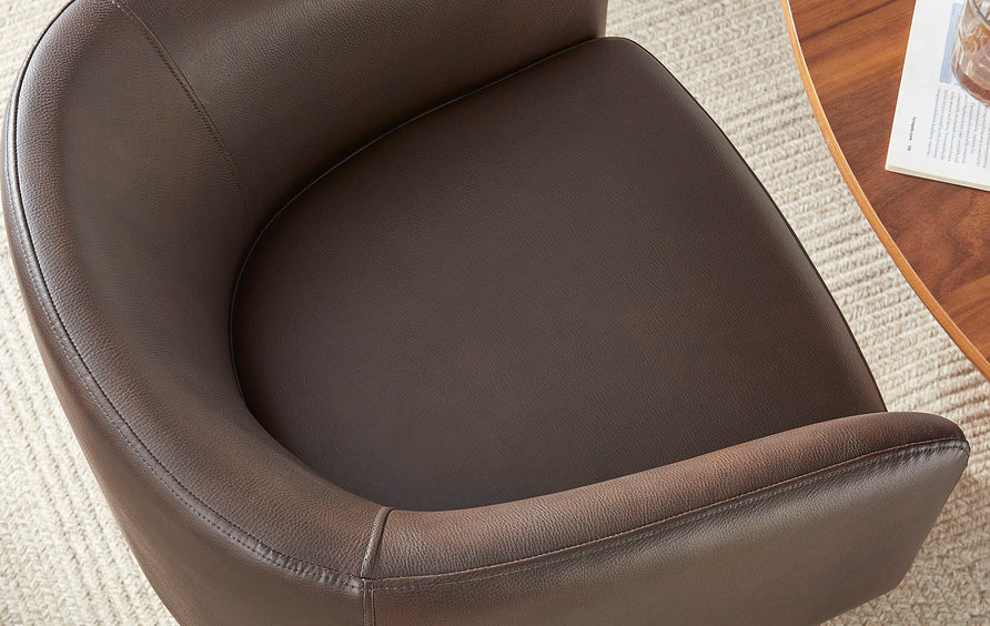 Halle Barrel Back Vegan Leather Dining Chair in Espresso