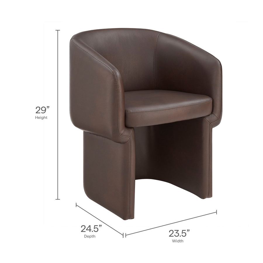 Halle Barrel Back Vegan Leather Dining Chair in Espresso
