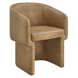 Halle Barrel Back Vegan Leather Dining Chair in Toast