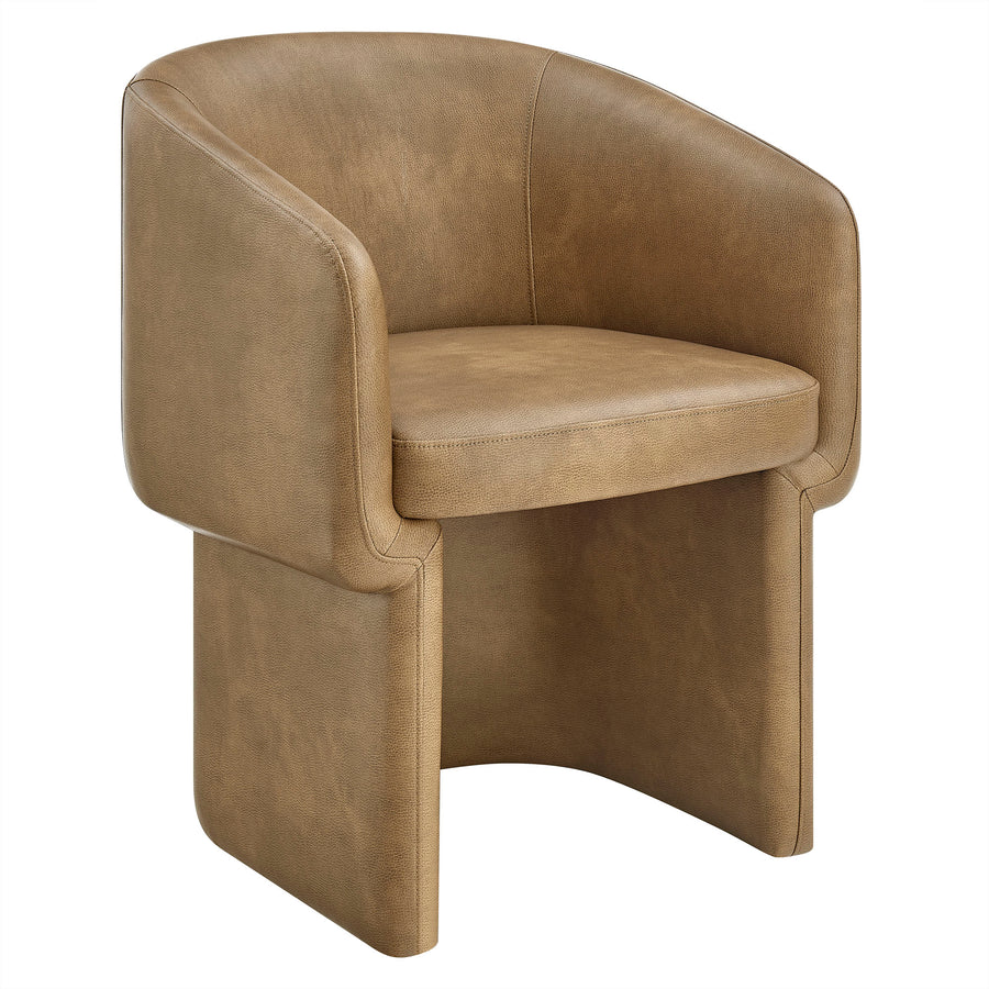 Halle Barrel Back Vegan Leather Dining Chair in Toast