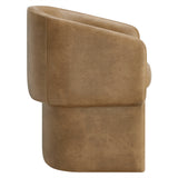 Halle Barrel Back Vegan Leather Dining Chair in Toast