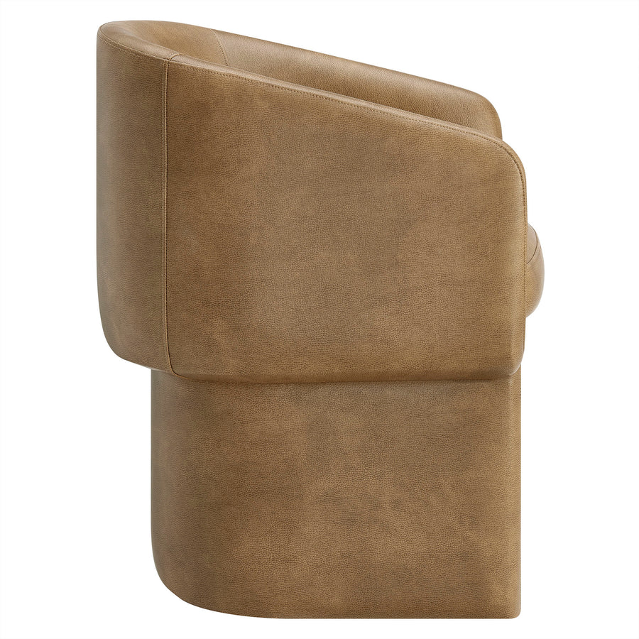 Halle Barrel Back Vegan Leather Dining Chair in Toast