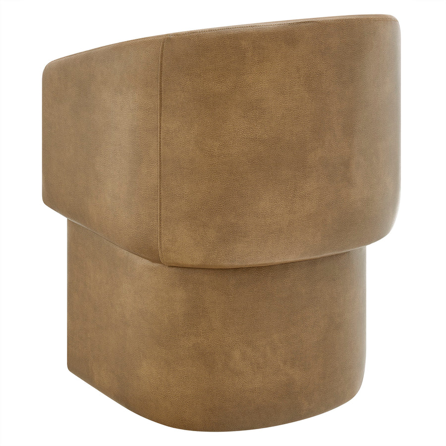 Halle Barrel Back Vegan Leather Dining Chair in Toast