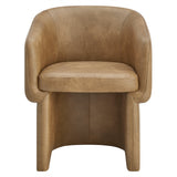 Halle Barrel Back Vegan Leather Dining Chair in Toast