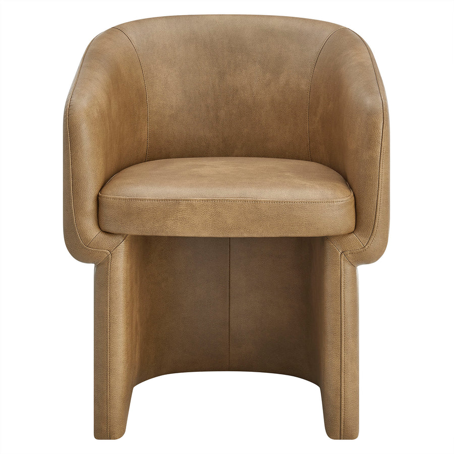 Halle Barrel Back Vegan Leather Dining Chair in Toast