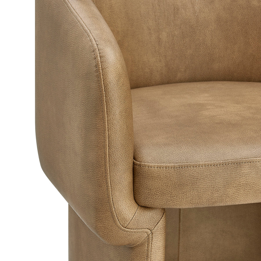 Halle Barrel Back Vegan Leather Dining Chair in Toast