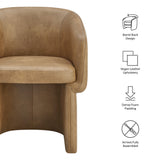 Halle Barrel Back Vegan Leather Dining Chair in Toast
