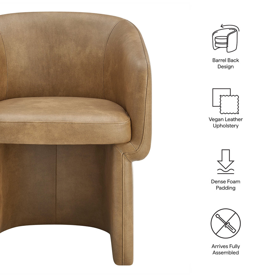 Halle Barrel Back Vegan Leather Dining Chair in Toast