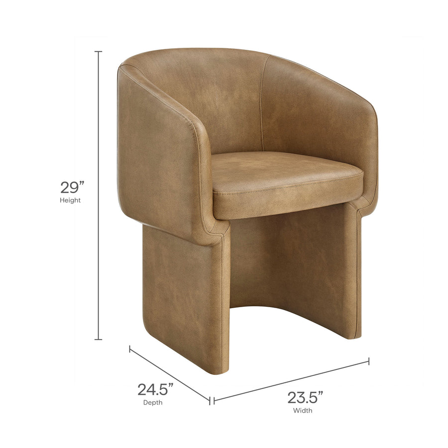 Halle Barrel Back Vegan Leather Dining Chair in Toast