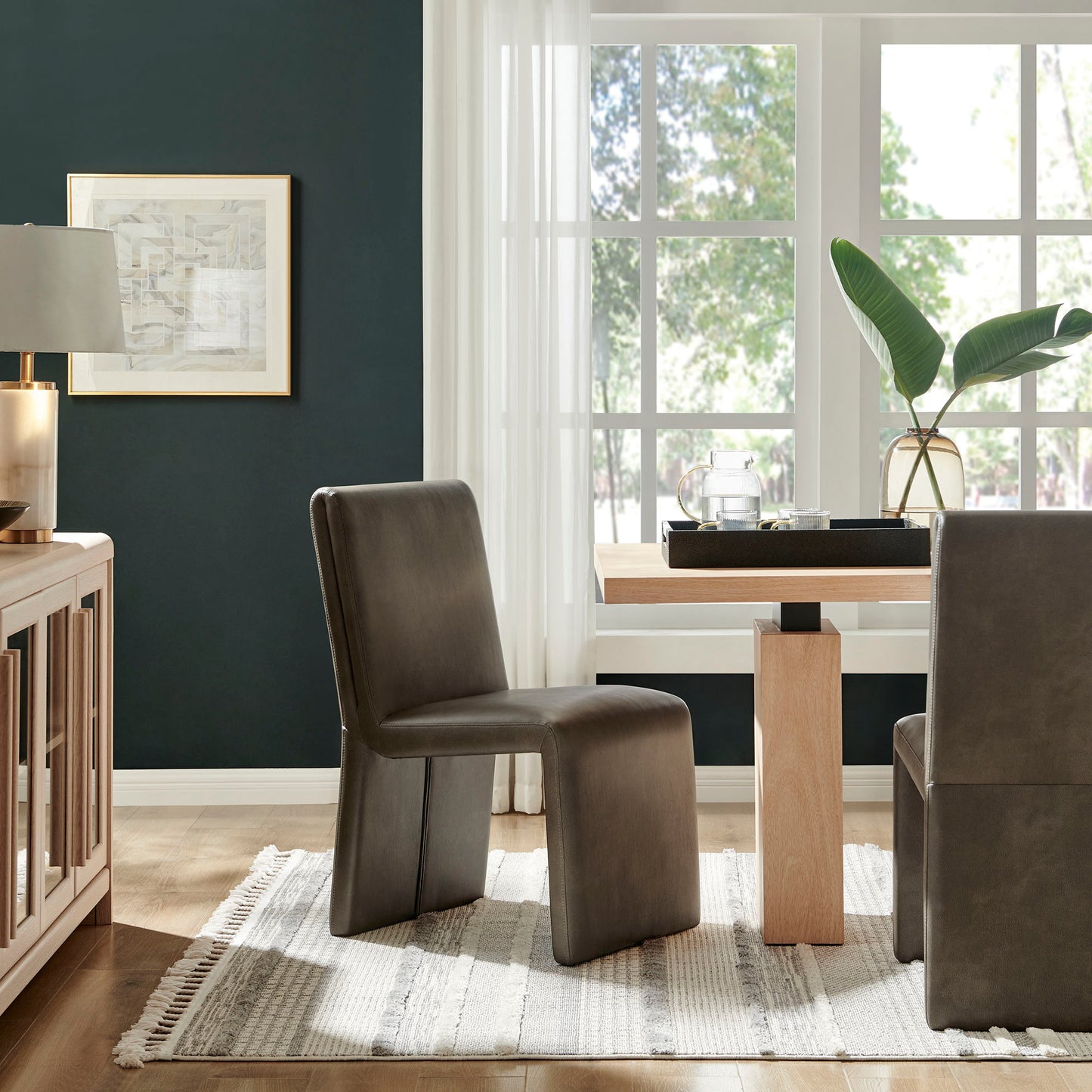 Emory Vegan Leather Dining Side Chair by Furniture for America