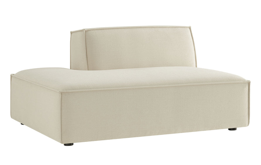 Atlas Performance Fabric Upholstered Left-Facing Armless Modular Chaise in Ecru